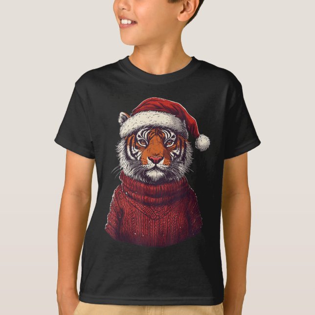 T-shirt Tiger Douleur moche Noël du Père Noël (Devant)