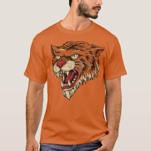 T-shirt Tiger en colère attaque vintage rétro illustration