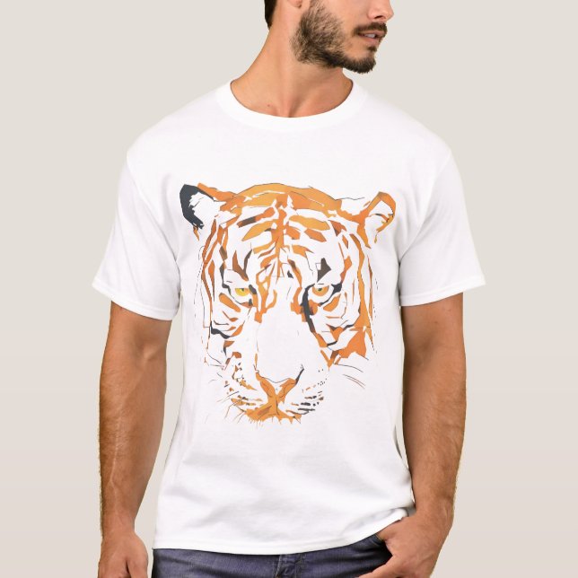 T-shirt Tiger Face -Fierce Wild Animal Graphic Tee (Devant)