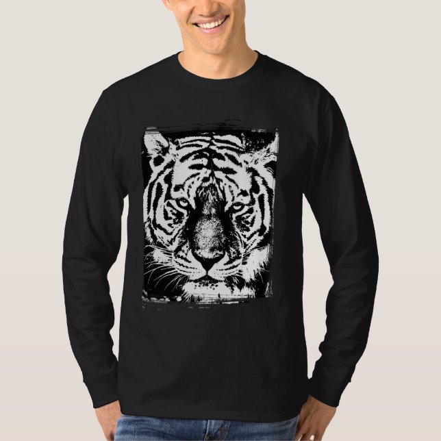 T-shirt Tiger Head Pop Art Élégant Modèle moderne basique (Devant)