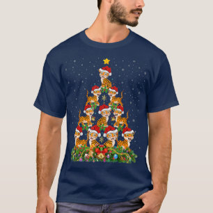 T-shirt Tiger Noël Arbre Cadeau Santa Chapeau Tiger Noël