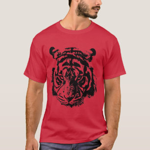 T-shirt Tiger Pop Art Rouge Noir