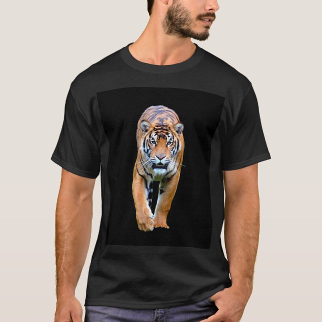 T-shirt Tiger tendance moderne couleur noire Modèle person (Devant)