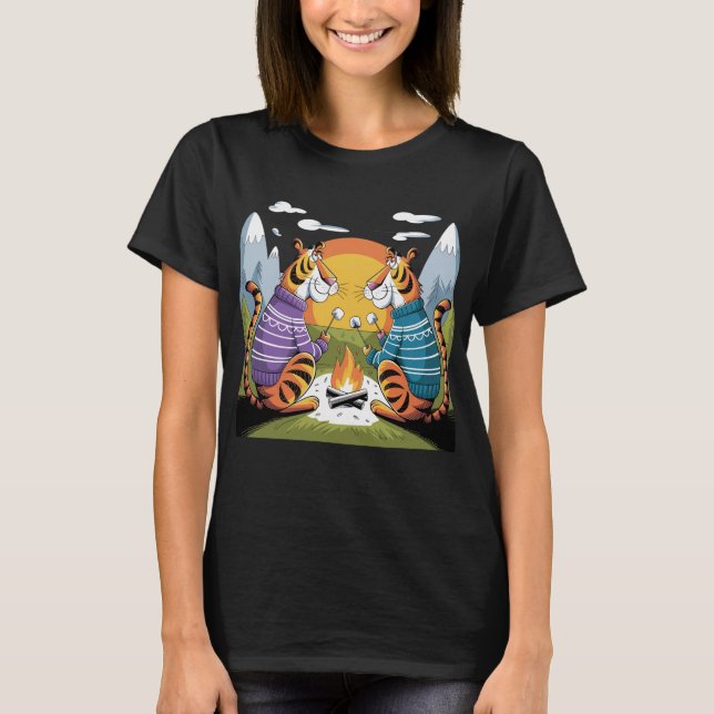 T-shirt Tigers Drôle Grille Marshmallows Art (Devant)