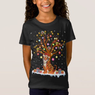 T-Shirt Tigers Éclairage Xmas Arbre Cadeau Tigre Noël Tre