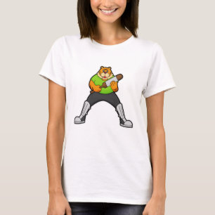 T-shirt Tigre au cricket avec batte de cricket