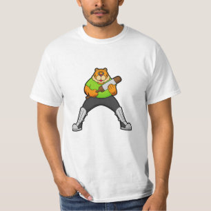 T-shirt Tigre au cricket avec batte de cricket