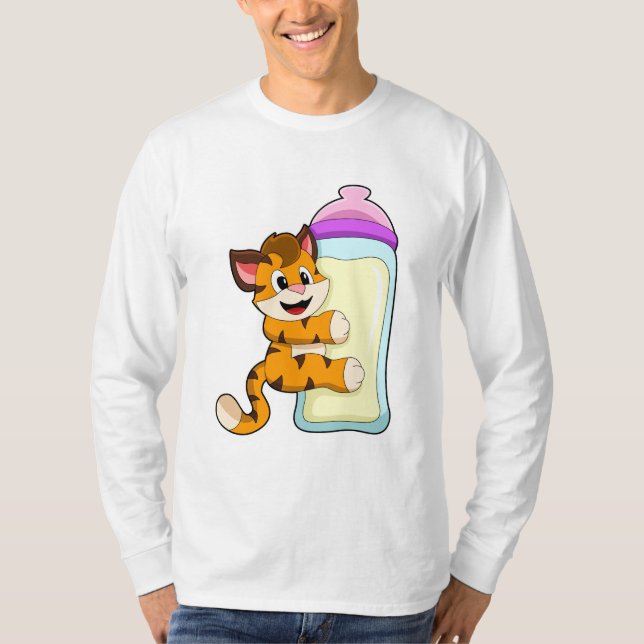 T-shirt Tigre avec Bébé bouteille de lait (Devant)