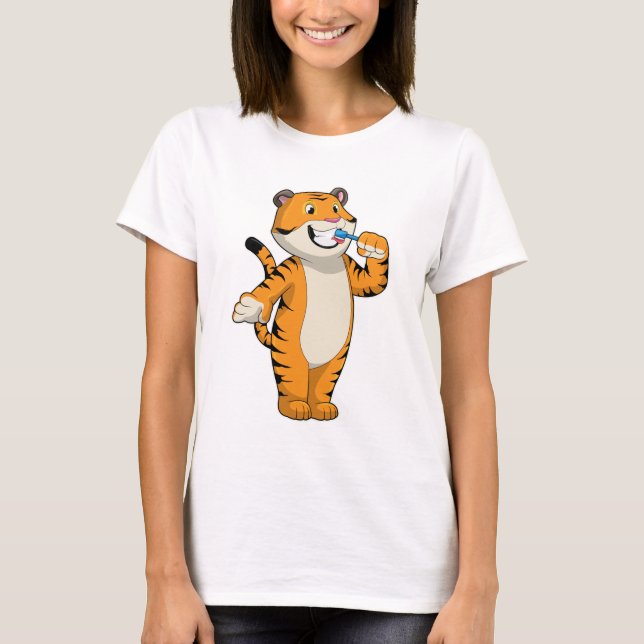 T-shirt Tigre avec brosse à dents (Devant)
