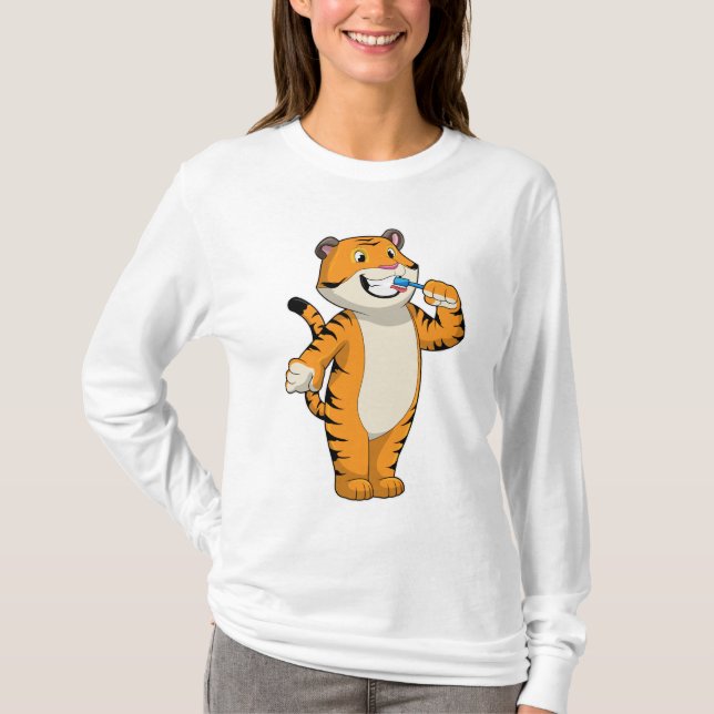 T-shirt Tigre avec brosse à dents (Devant)