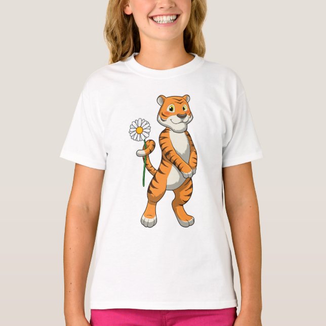 T-shirt Tigre avec Daisy Flower (Devant)
