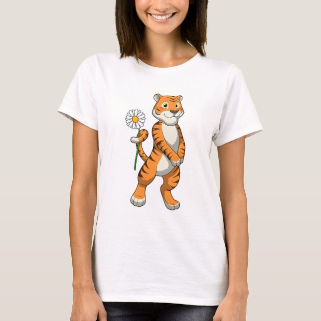 T-shirt Tigre avec Daisy Flower (Devant)