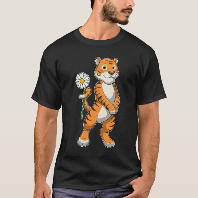 T-shirt Tigre avec Daisy Flower (Devant)