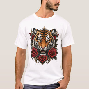 T-shirt tigre avec des roses 