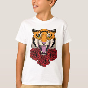 T-shirt Tigre avec Rose