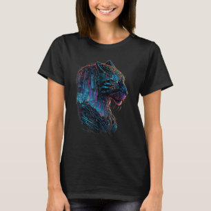 T-shirt tigre avec ville cyberpunk de style japonais pour