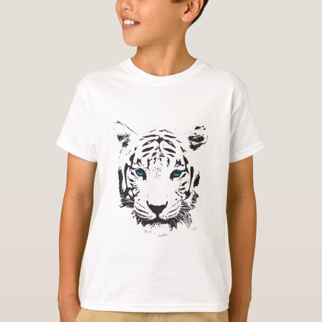 T-shirt Tigre blanc aux yeux bleus (Devant)