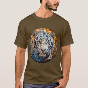 T-shirt Tigre blanc dans un motif circulaire vibrant