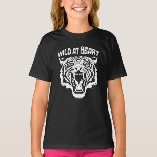 T-shirt Tigre blanc rugissant   Sauvage au coeur