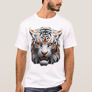 T-SHIRT TIGRE BLANC TÊTE ONI STYLE, SVG, TÊTE SEULEMENT, N