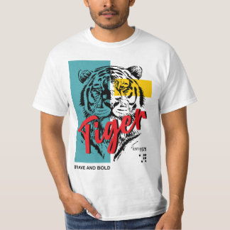 T-shirt Tigre Brave Et Audacieux Depuis 1975 Rétro Faune