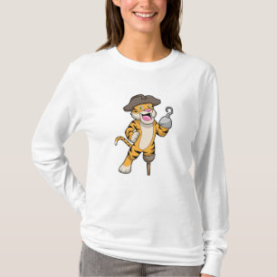 T-shirt Tigre comme pirate avec jambe en bois et main croc