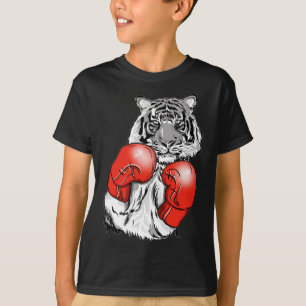 T-shirt Tigre de boxe drôle avec gants rouges Enfants Adul