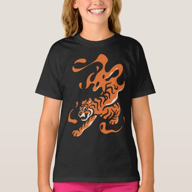T-shirt Tigre de feu : Design gras asiatique (Devant)