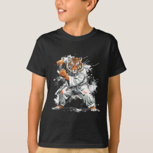 T-shirt Tigre de kickboxing aquarelle arts martiaux karaté