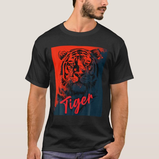 T-shirt Tigre de l'oeil de l'animal sans crainte Tiger vis (Devant)