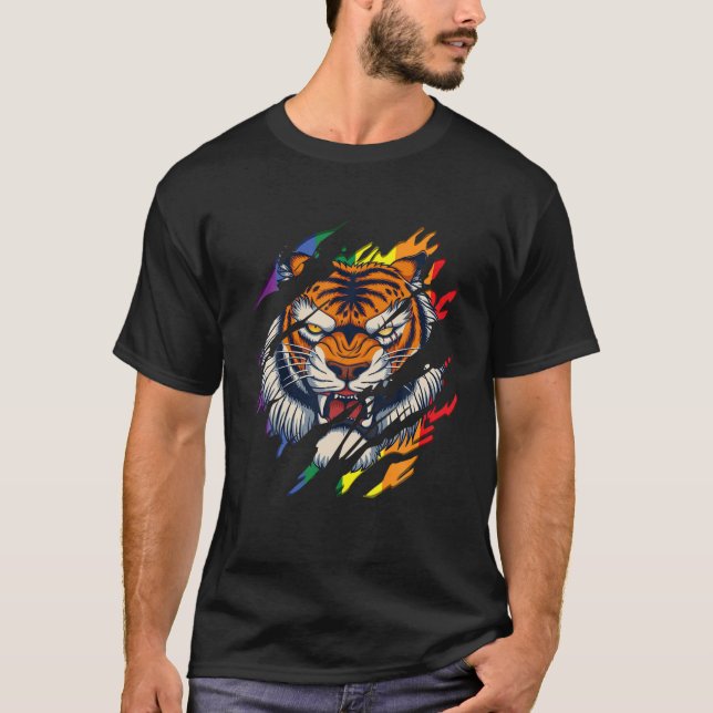 T-shirt Tigre du Bengale Tiger Tiger Tiger Tiger Gay pride (Devant)