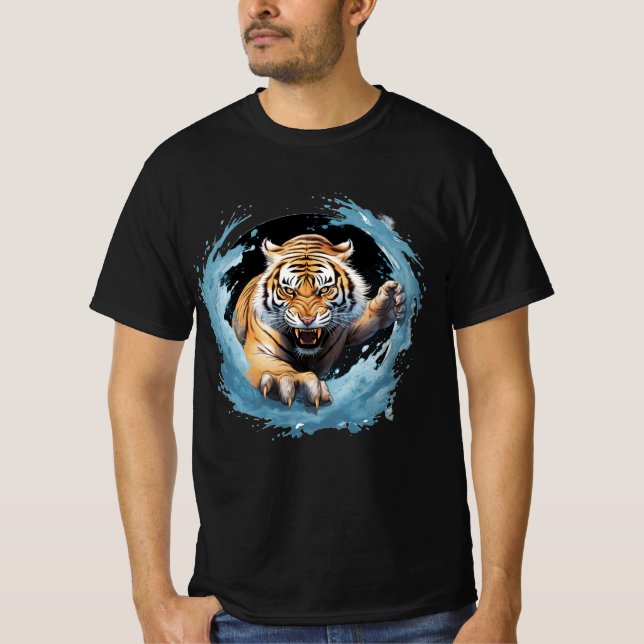 T-shirt Tigre en bleu (Devant)