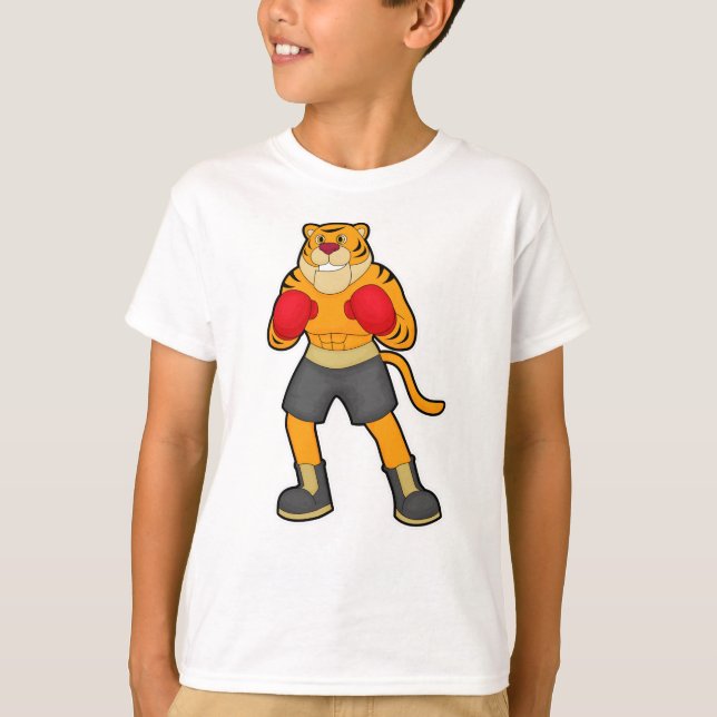 T-shirt Tigre en boîte avec gants de boxe (Devant)