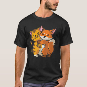 T-shirt Tigre Et Renard Cute Zoo Animaux Enlacer