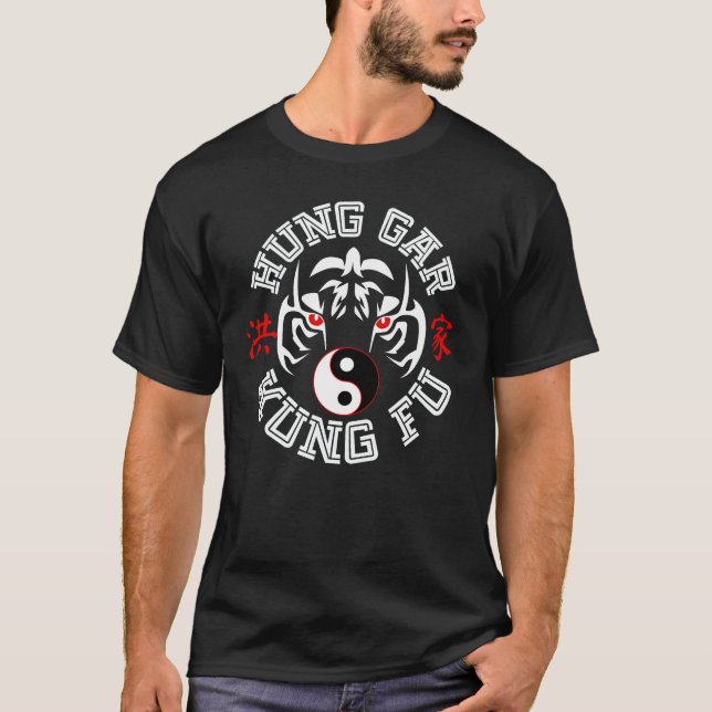 T-shirt Tigre Hung Gar Kung Fu avec symbole Yin Yang (Devant)