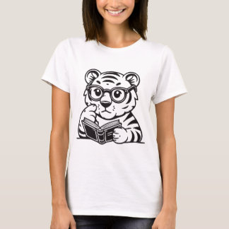 T-shirt Tigre Mignon Lisant un Livre – Livre Adora