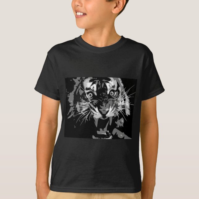 T-shirt Tigre noir et blanc (Devant)