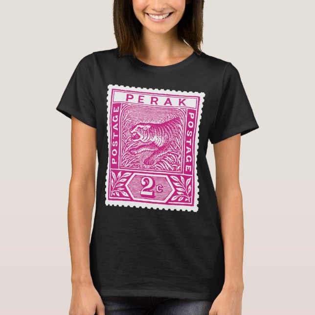 T-shirt Tigre Perak de Timbre antique en rose (Devant)