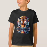 Tigre regardant son reflet dans l'eau