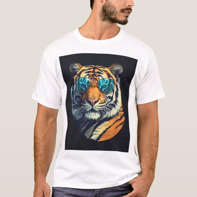 T-shirt "Tigre sauvage et Cool avec lunettes de soleil Tee (Devant)
