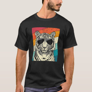 T-shirt Tigre Vintage rétro avec lunettes de soleil Wild A