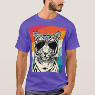 T-shirt Tigre Vintage rétro avec lunettes de soleil Wild A