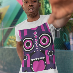 T-shirt Tiki Art Violet Et Rose