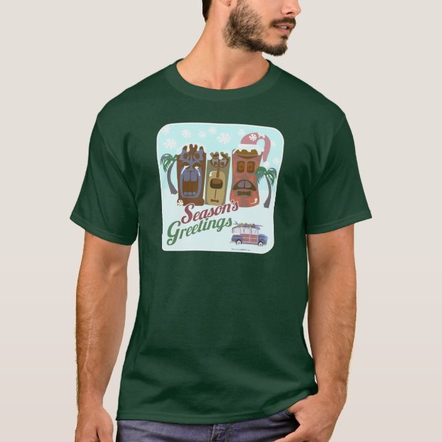 T-shirt Tiki Vacances Mi-Siècle Culture Design de Noël (Devant)