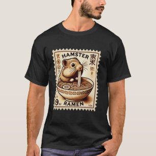 T-shirt Timbre Classique d'Art Japonais Nouilles Hamster