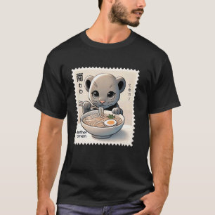 T-shirt Timbre Classique d'Art Japonais Nouilles Panthère