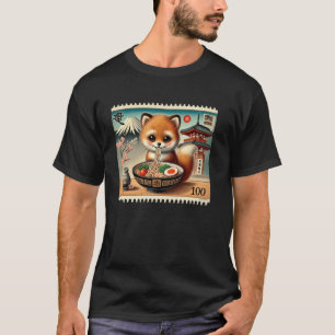T-shirt Timbre Classique Japonais Mont Fuji Renard Pupille