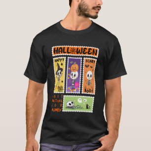 T-shirt Timbre de Halloween Squelette Rétro Halloween K