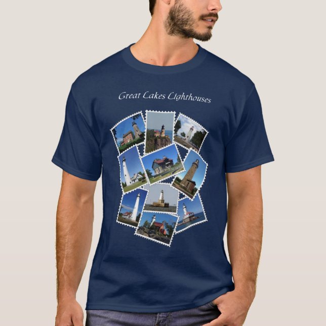 T-shirt Timbre de la chemise du phare des Grands Lacs lett (Devant)
