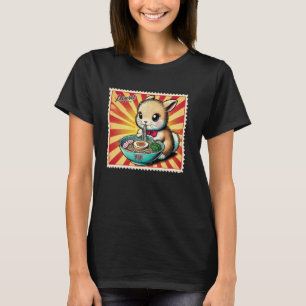 T-shirt Timbre de l'art japonais Pop mignon Leveret lièvre
